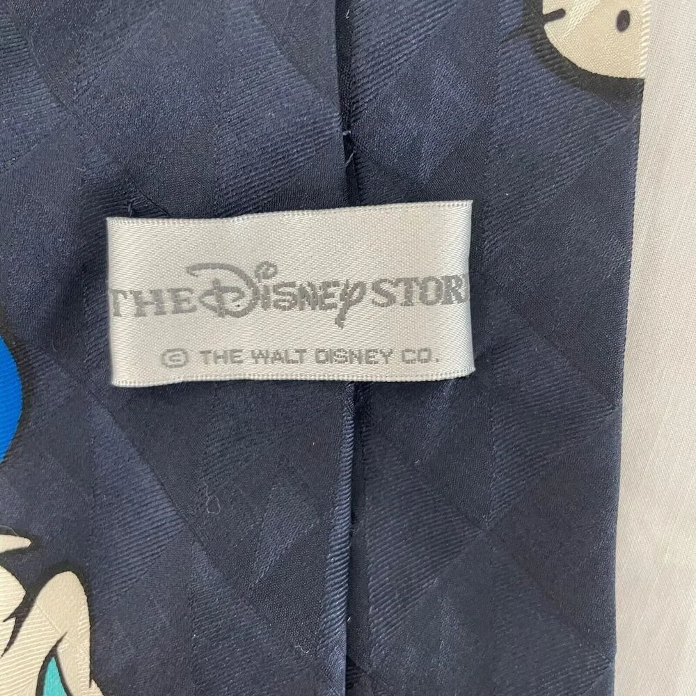 Disney Neck‎ Tie Mickey Goofy Donald Duck Dark Blue Preowned